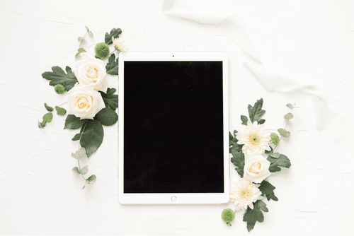 Floral Ipad Mini Mockup Top View