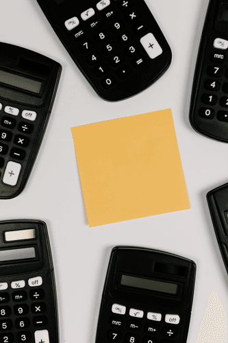 Sticky Note Mockup With Calculators 