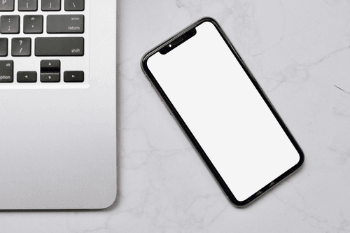 Iphone Mockup With Laptop Top View