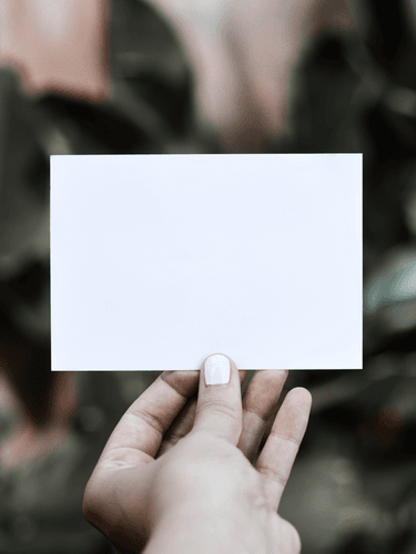 Woman Holding White Card Mockup