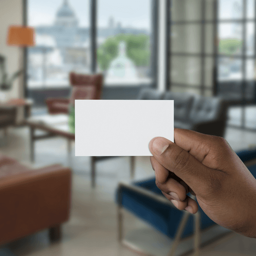 African American Hand Holding Card Mockup