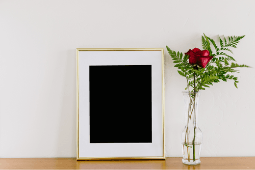 Gold Frame Mockup With Plant