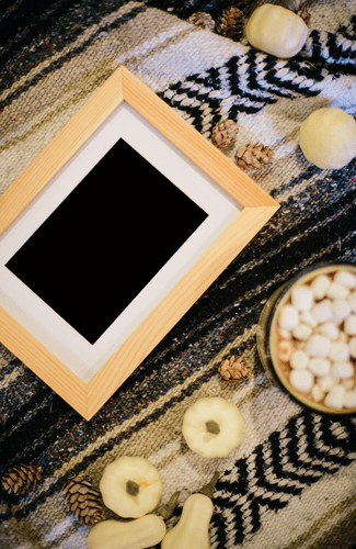 Wood Frame Mockup On Top Of A Fabric