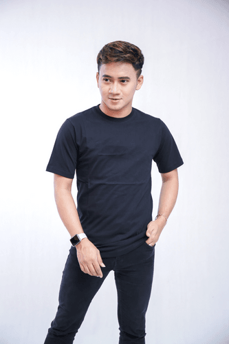 Man Blank Black T Shirt Mockup